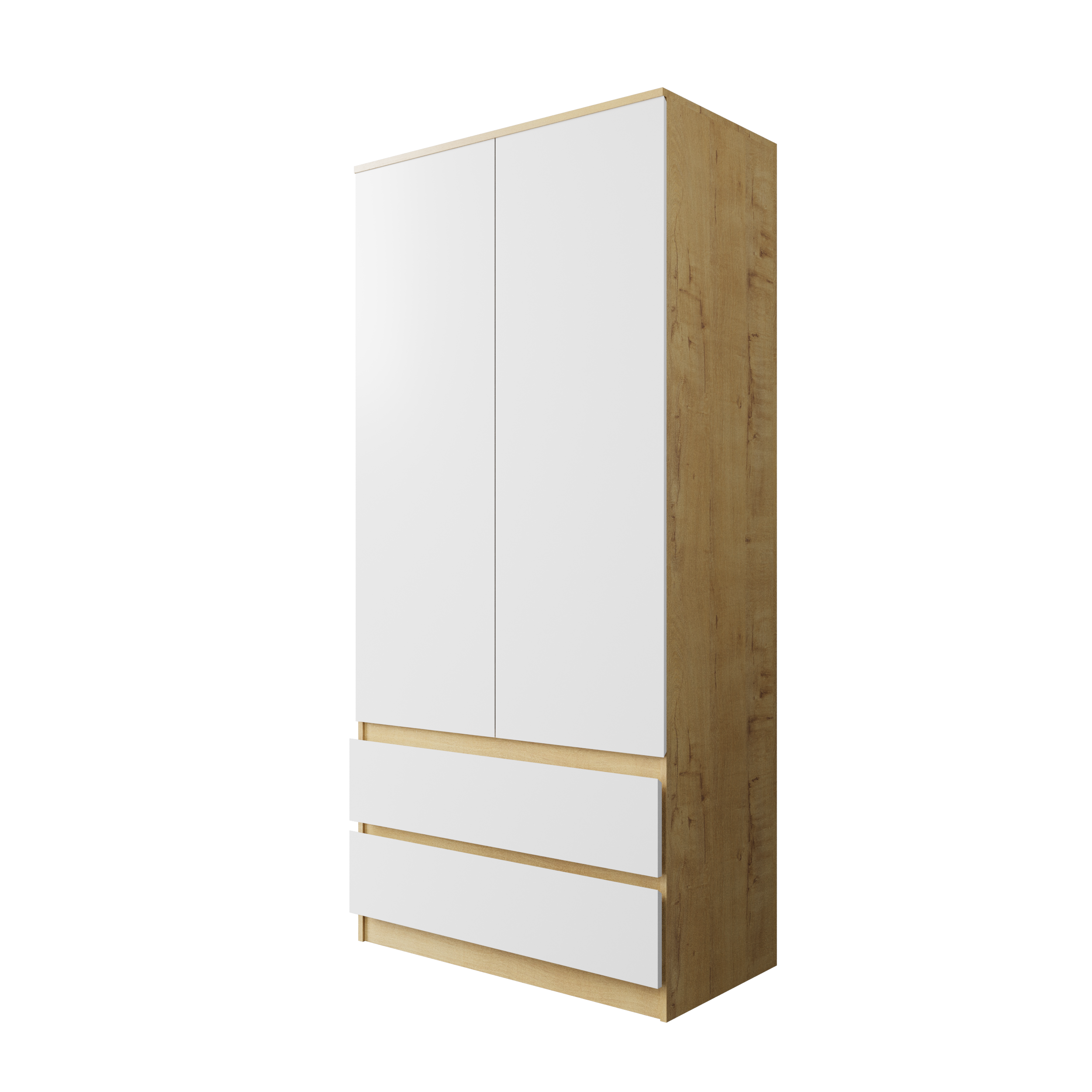 Шкаф "Твист" Лайт 2 двери, 2 ящика Дуб вотан/белый