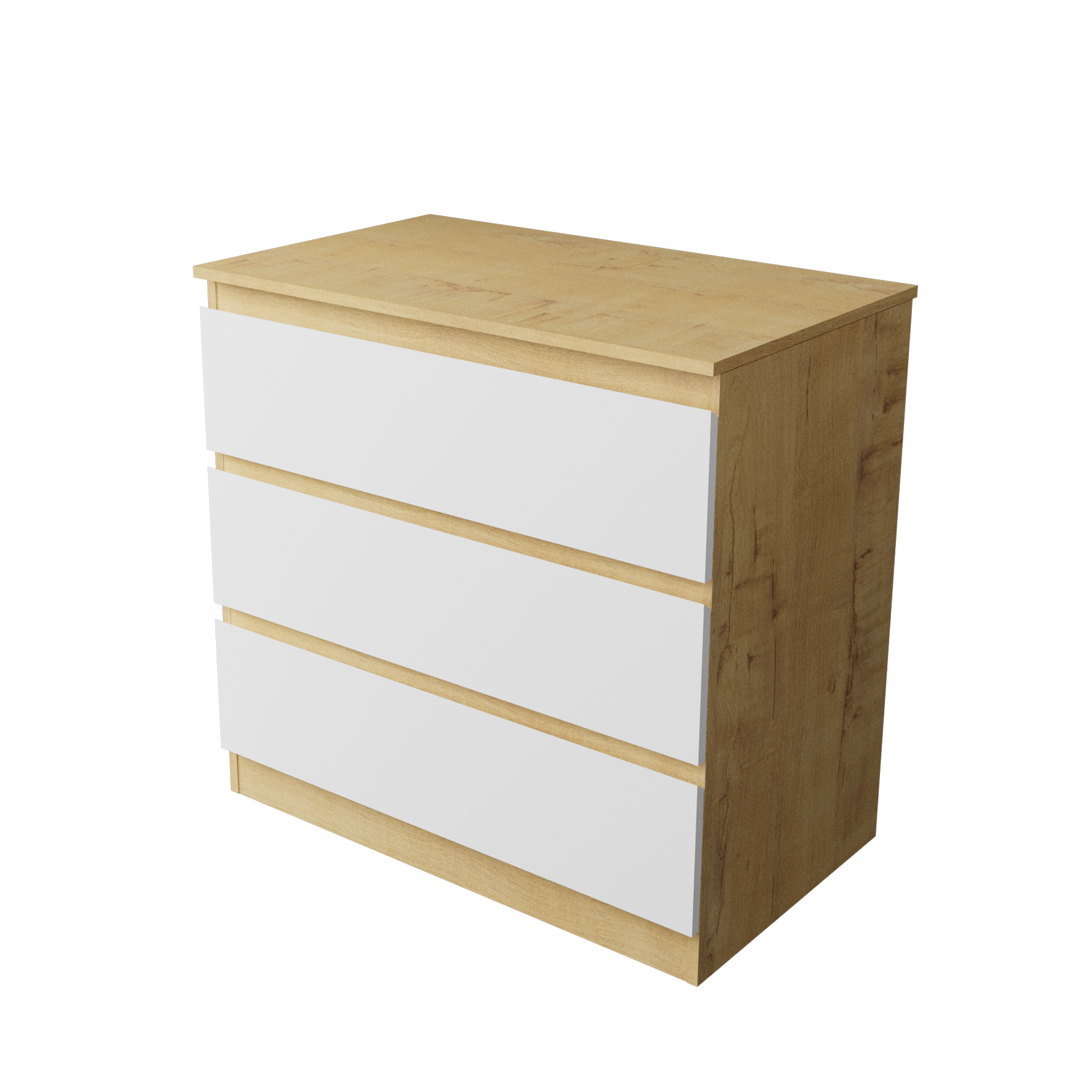 Комод  "Твист" Лайт Мини  3ящ. Дуб бунратти/белый (БЕЗ ФУРНИТУРЫ)