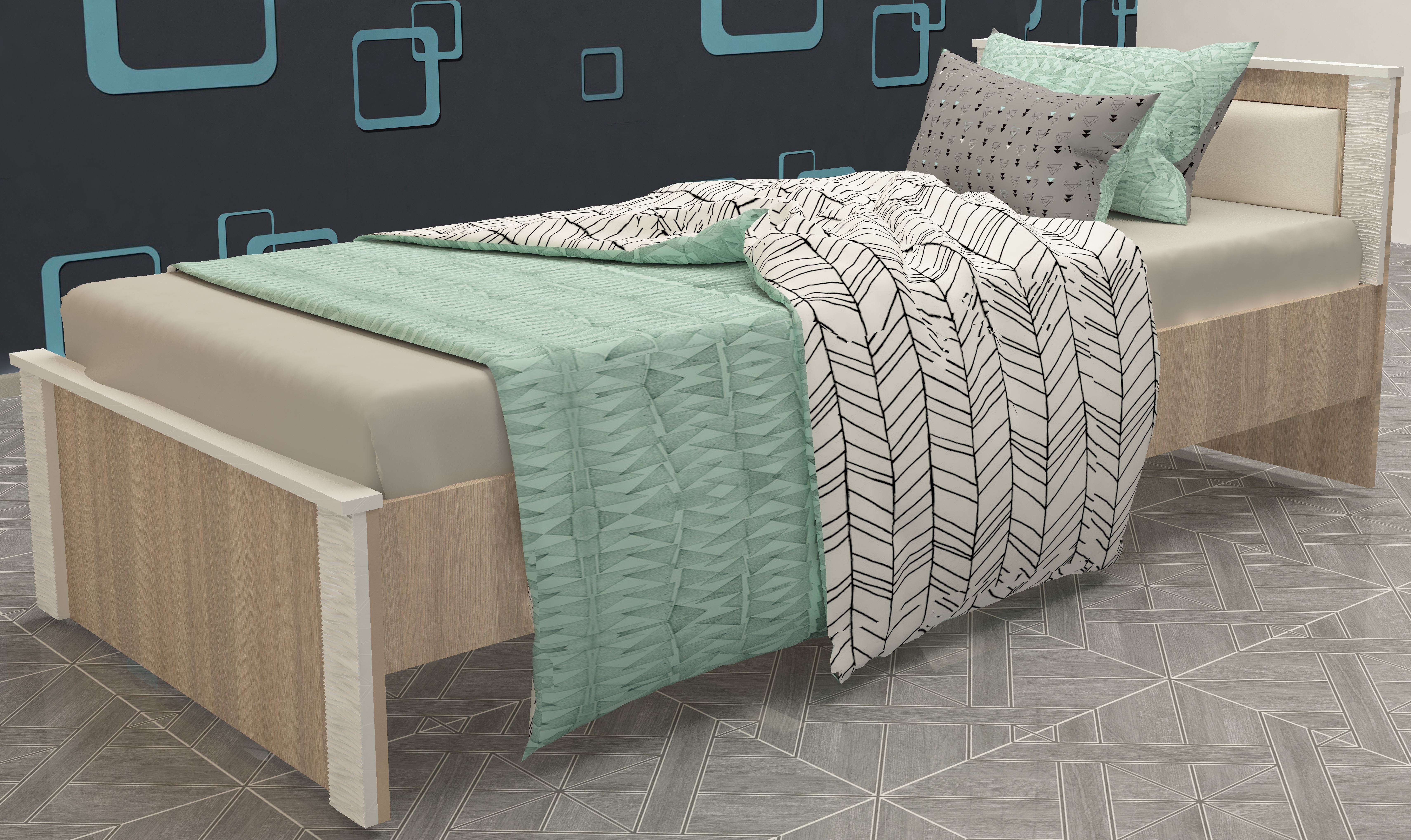 "Релана" Кровать с ящиками 800*2000 дуб сонома (без основания)