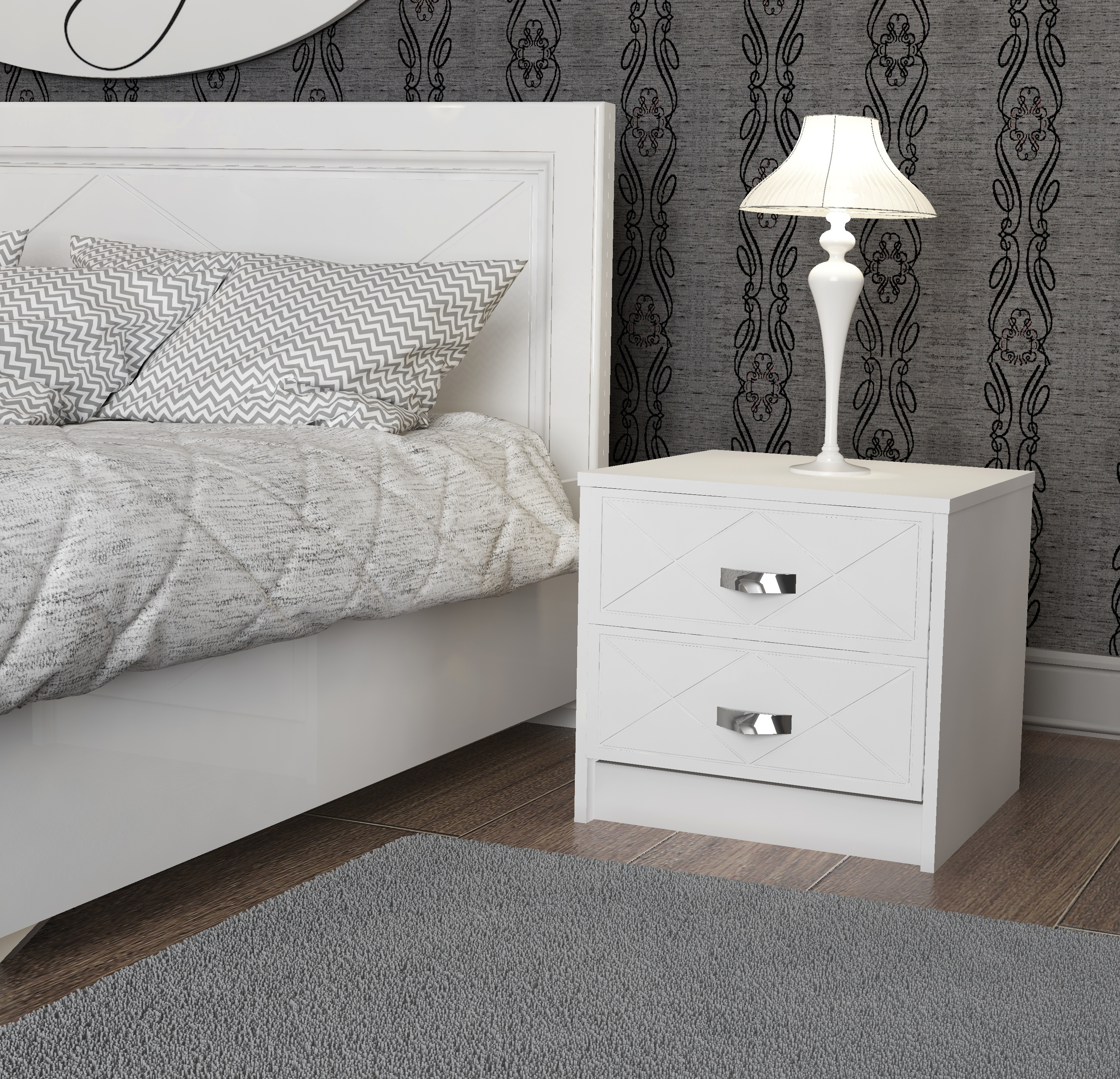 Спальня "Модена" Тумба прикроватная Белый