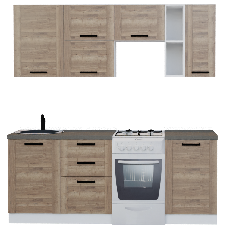 Кухня Kantri 2.0 м Белый/ дуб Галифакс Табак