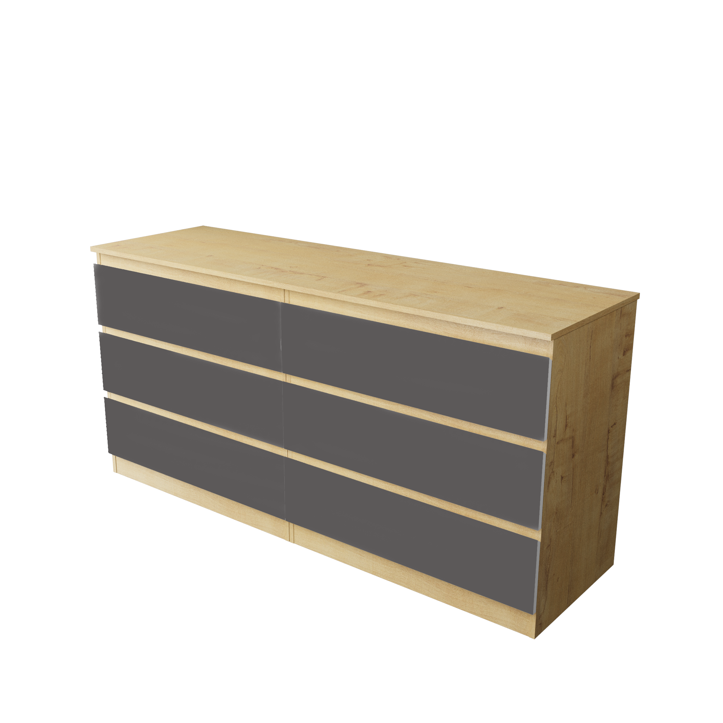 Комод "Твист" Лайт  6ящ Дуб вотан /базальт 1600 мм  (БЕЗ ФУРНИТУРЫ)